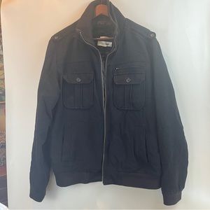 Calvin Klein Jacket Coat Wool Quilted Black Size Large Slim Fit Bomber